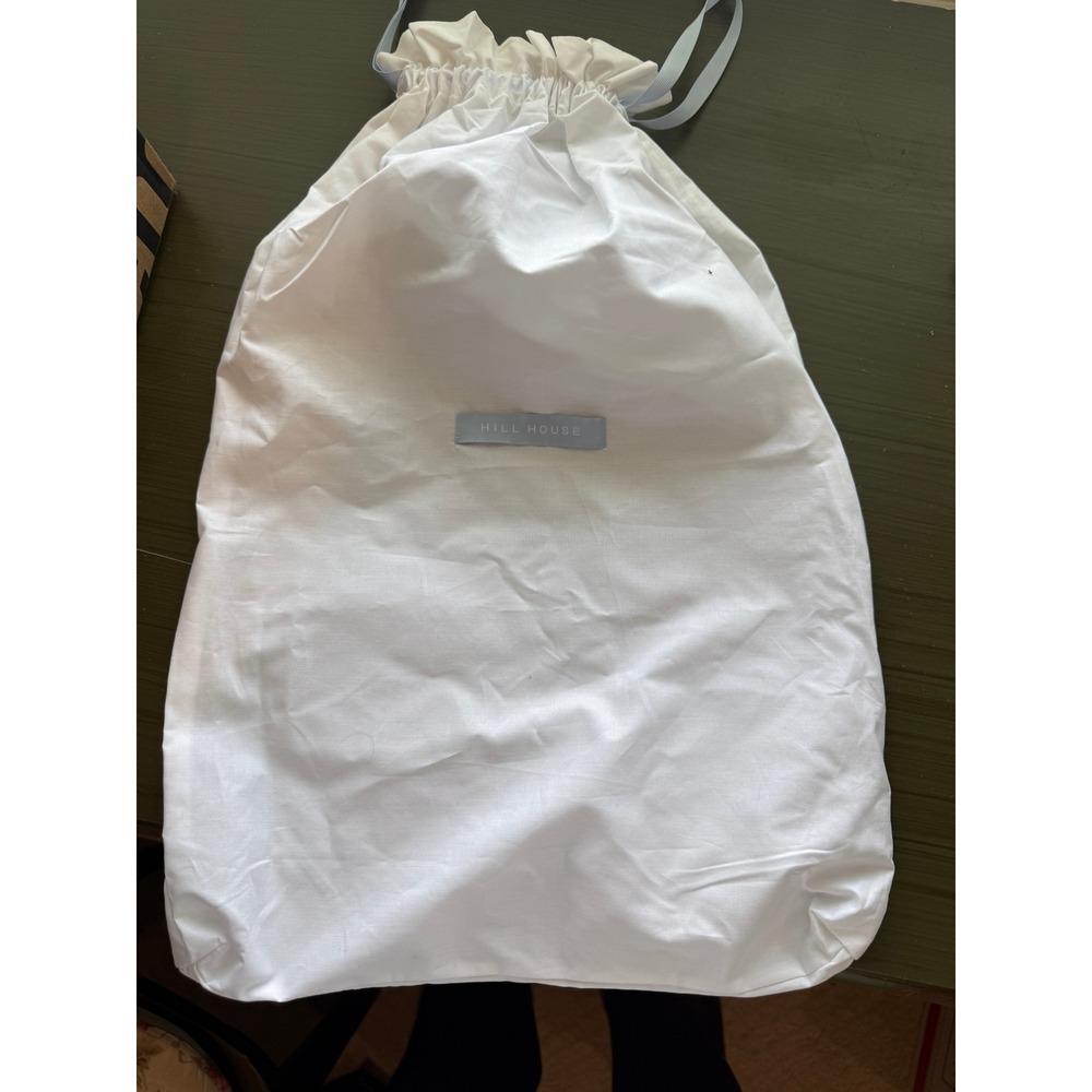 Hill House Home White Cotton Drawstring Dust Bag Blue Logo‎ 14x18 Storage Bag